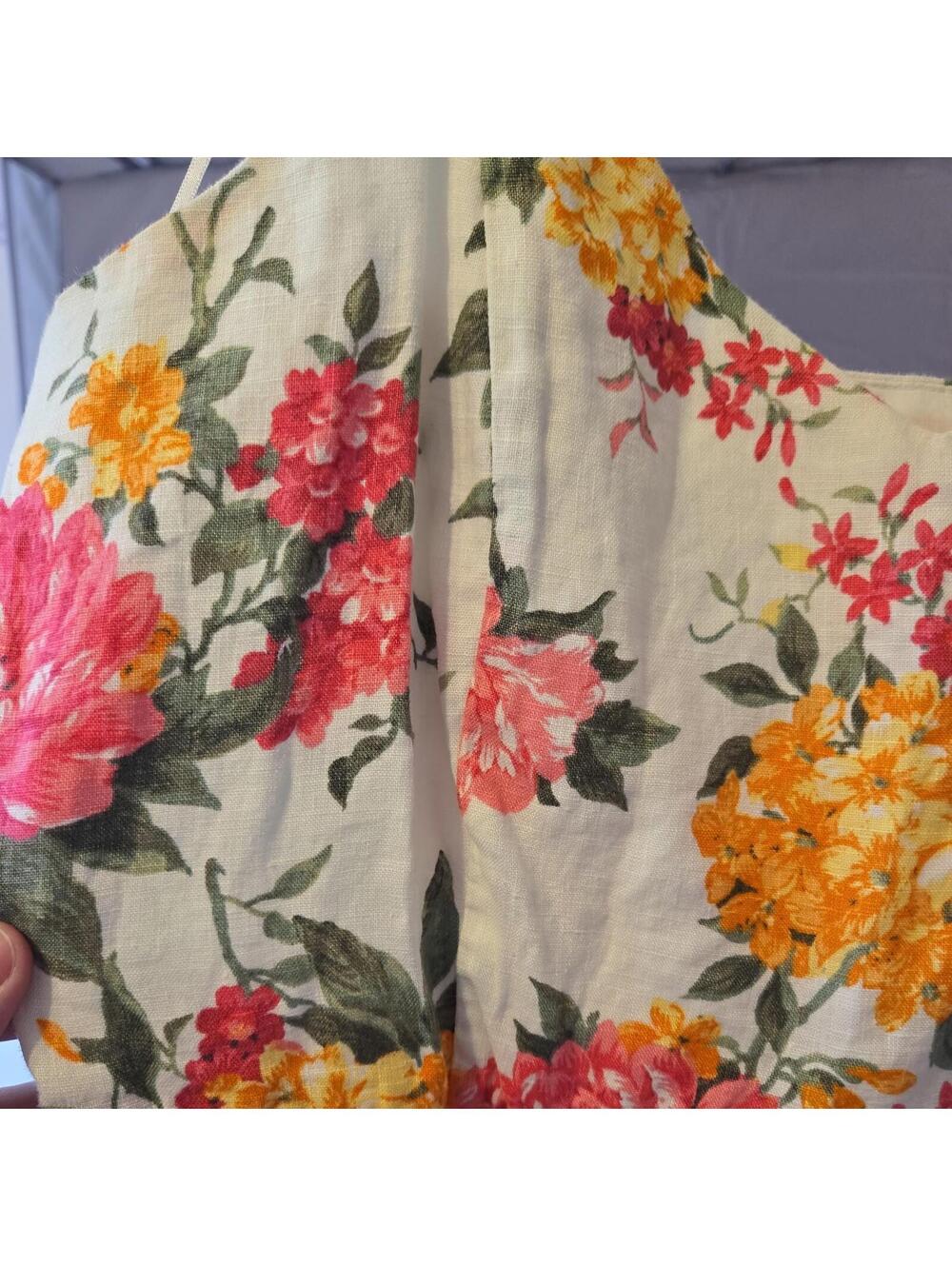Cythina Rowley 100% Linen Summer Dress Floral Boho sz 6 cottagecore - Picture 2 of 9